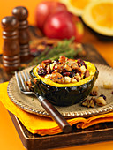 Stuffed acorn squash with fruit and nuts