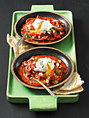 Shakshuka (poached eggs in tomato sauce)