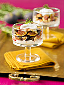 Parfait with figs and pine nuts