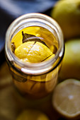 A mason jar with salted lemons
