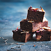 Brownies with cherries and coconut