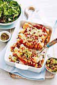 Überbackene Enchiladas mit Putenfleisch