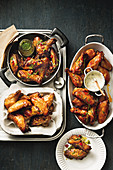 Sticky vietnamese chicken wings with spicy mint sauce