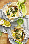 Baked fish with herbs and couscous