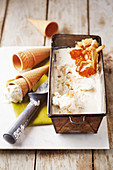 Homemade ginger biscuit ice cream