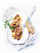 Pork medallions with mushrooms in Madeira sauce