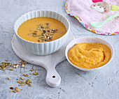 Parsnip and carrot soup for mum and mashed for baby