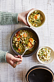 Magic savoy cabbage soup with apple relish