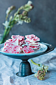 Marbled strawberry and coconut fudge