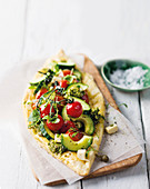 Puff pastry tart with Greek salad
