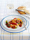 Chicken jalfrezi with rice (India)