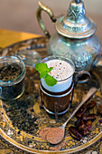 Moroccan-style chocolate tea with dates, Kahlua and coconut