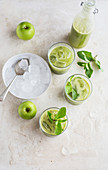 Green juice with cucumber, celery, mint and ginger
