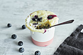 Juicy blueberry ricotta mug cake