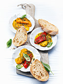 Marinated peppers with white bread