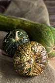 Various green pumpkins