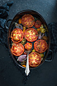 Oven roasted tomatoes with shallots and thyme