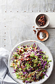 Roasted pasta salad with cabbage and tamari nuts