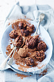 Dark chocolate truffles with nuts and dates