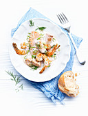 Fish stew with shrimps and dill