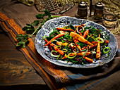 Roasted vegetable salad with pomegranate dressing