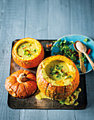 Chunky pumpkin, chickpea and ginger soup