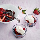 Grape and chia puddings with berries