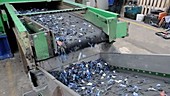 Small pieces of plastic on conveyor belt