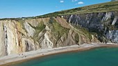 Cliffs at Alum Bay, Isle of Wight, aerial