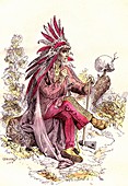 Native American smoking, 19th Century illustration