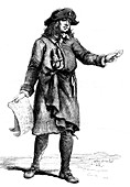 19th Century lottery seller, illustration