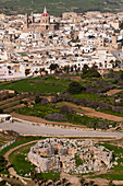 Ggantija temple ruins, Malta, aerial view