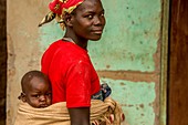 Baby carried on mother's back