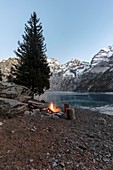 Campfire in the Swiss Alps