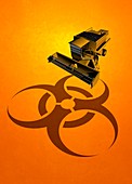 Machinery and biohazard symbol, illustration