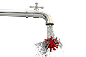 Water-borne viruses, conceptual illustration