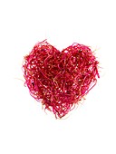 Sprouting beetroots, heart shaped