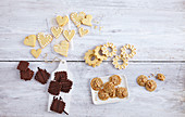 Butter biscuits, chocolate biscuits, tonka bean and vanilla biscuits, and nut biscuits