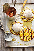 Grilled pineapple with dulce de leche caramel