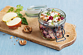 Beetroot and lentil salad with feta cheese