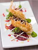 Beetroot carpaccio with baked salsify