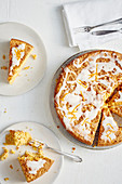 Almond cake with grated carrots and icing