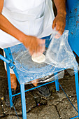 Making tortillas at Etla Market in Oaxaca de Juarez, Mexico