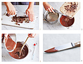 Cooking chocolate being melted and tempered