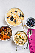 Oriental millet porridge with pistachios and breakfast polenta with fruit