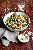 Spinach risotto with grilled cheese