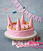 A pink fairytale castle cake