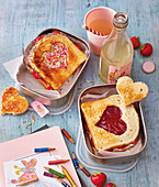Sandwiches with cut-out hearts to take away