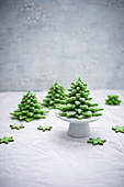 Matcha biscuit Christmas trees (vegan)