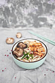 A bowl of japanese ramen noodle soup